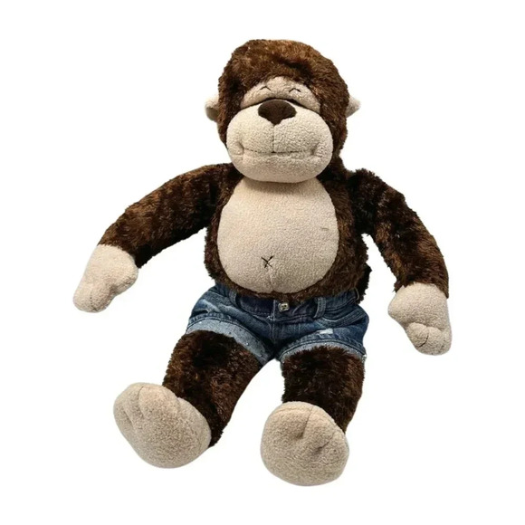 BAB Build-A-Bear Plush Gorilla 18 in  Denim Shorts - Picture 1 of 9